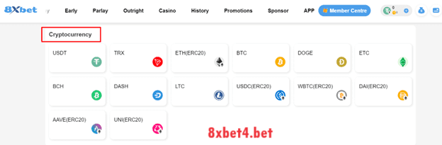 Hình ảnh hướng dẫn nạp tiền 8xbet bằng tiền ảo