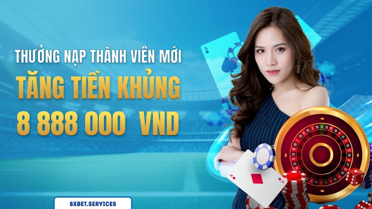 Hình ảnh minh họa cho chương trình thưởng-nạp thành viên mới với 8,888,000 VND